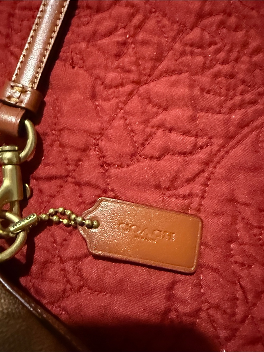 Coach Brown Leather & Signature Canvas Wristlet Clutch - Picture 11 of 15